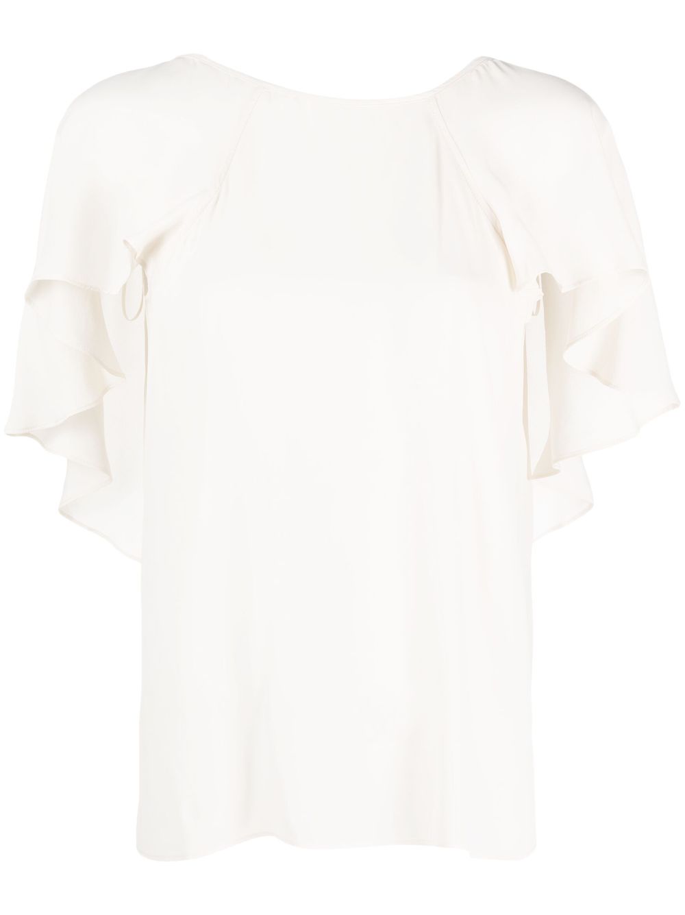 Pinko Ruffled Short-sleeve Blouse In Nude