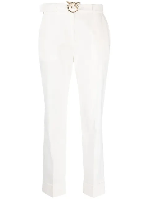 PINKO cropped linen-blend trousers