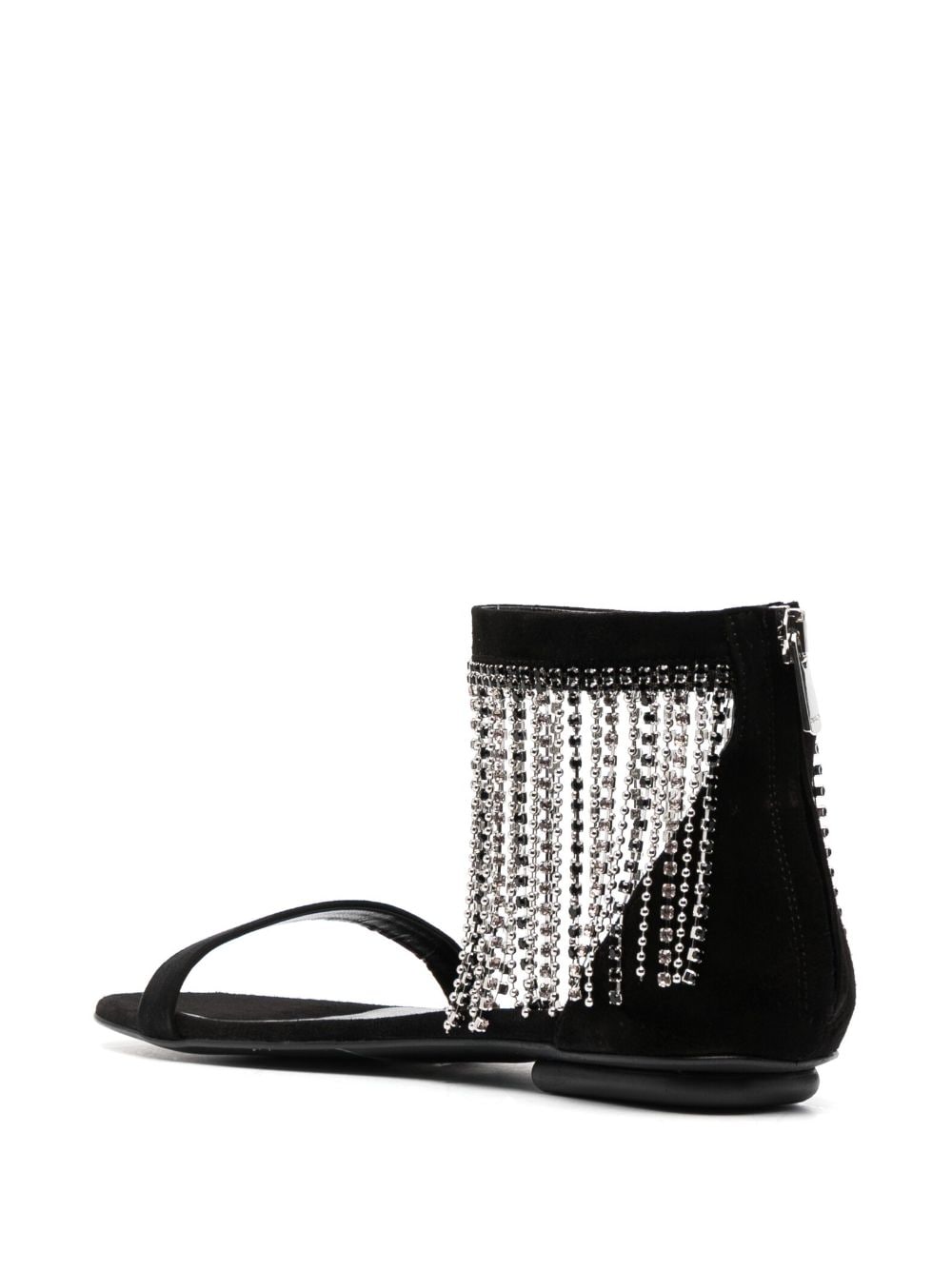 Shop Pinko Crystal-embellished Suede Sandals In Black