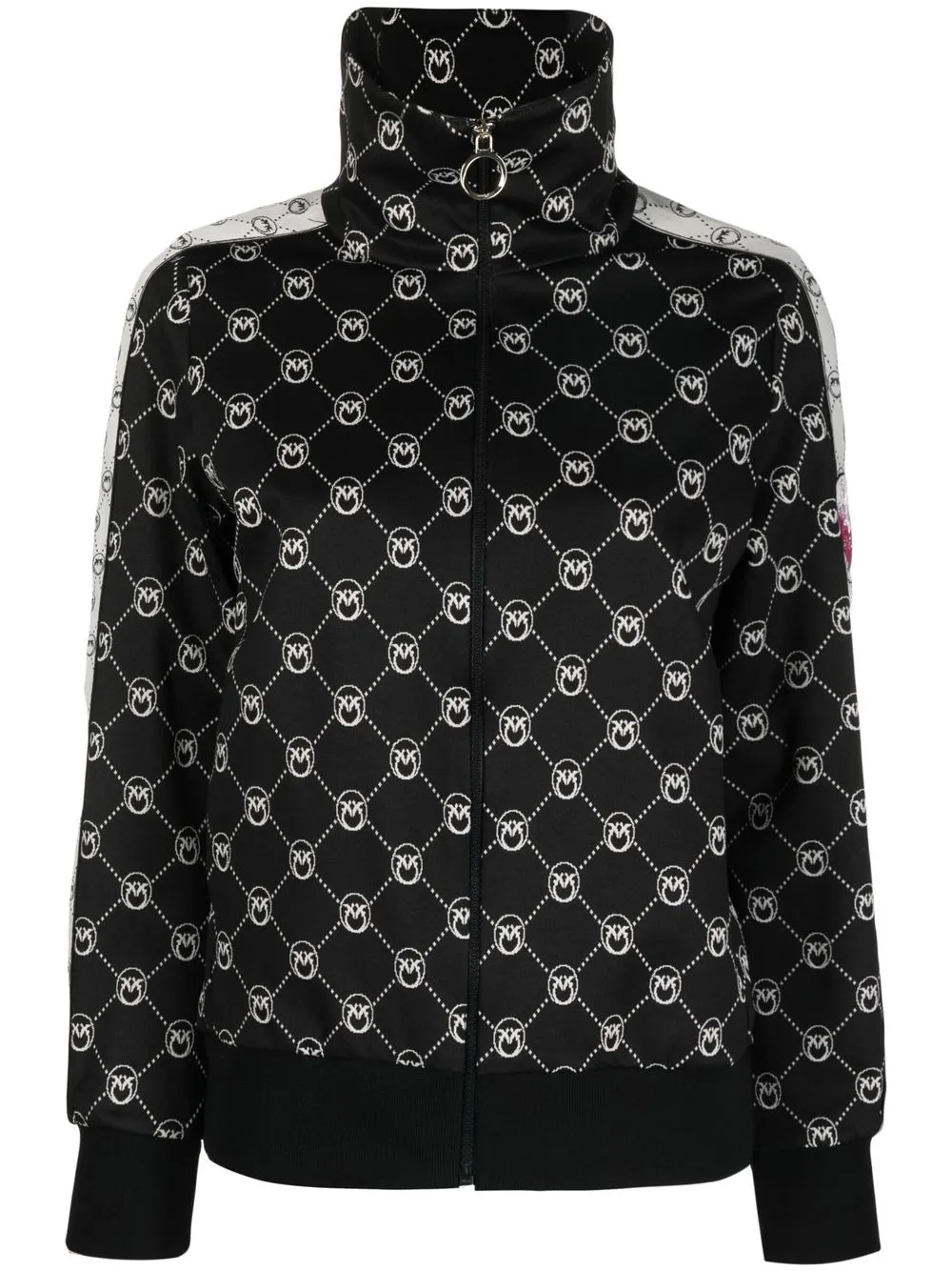 

PINKO logo-jacquard high-neck zipped jacket - Black