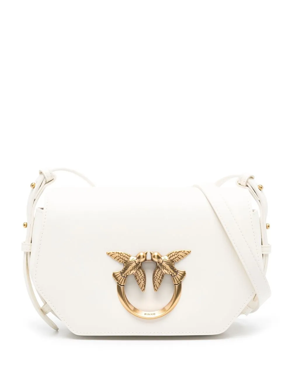 

PINKO Love-birds calf leather crossbody bag - White