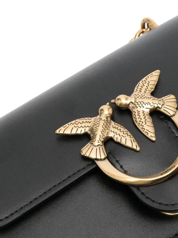PINKO Love-Birds calf-leather Shoulder Bag | Black | FARFETCH