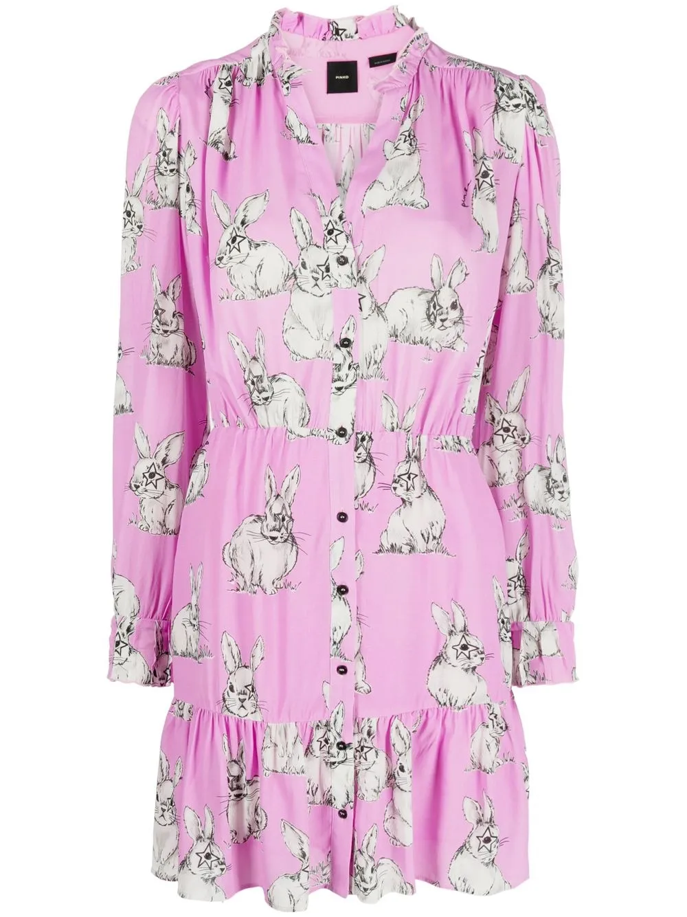 

PINKO rabbit-print crepe-de-chine dress