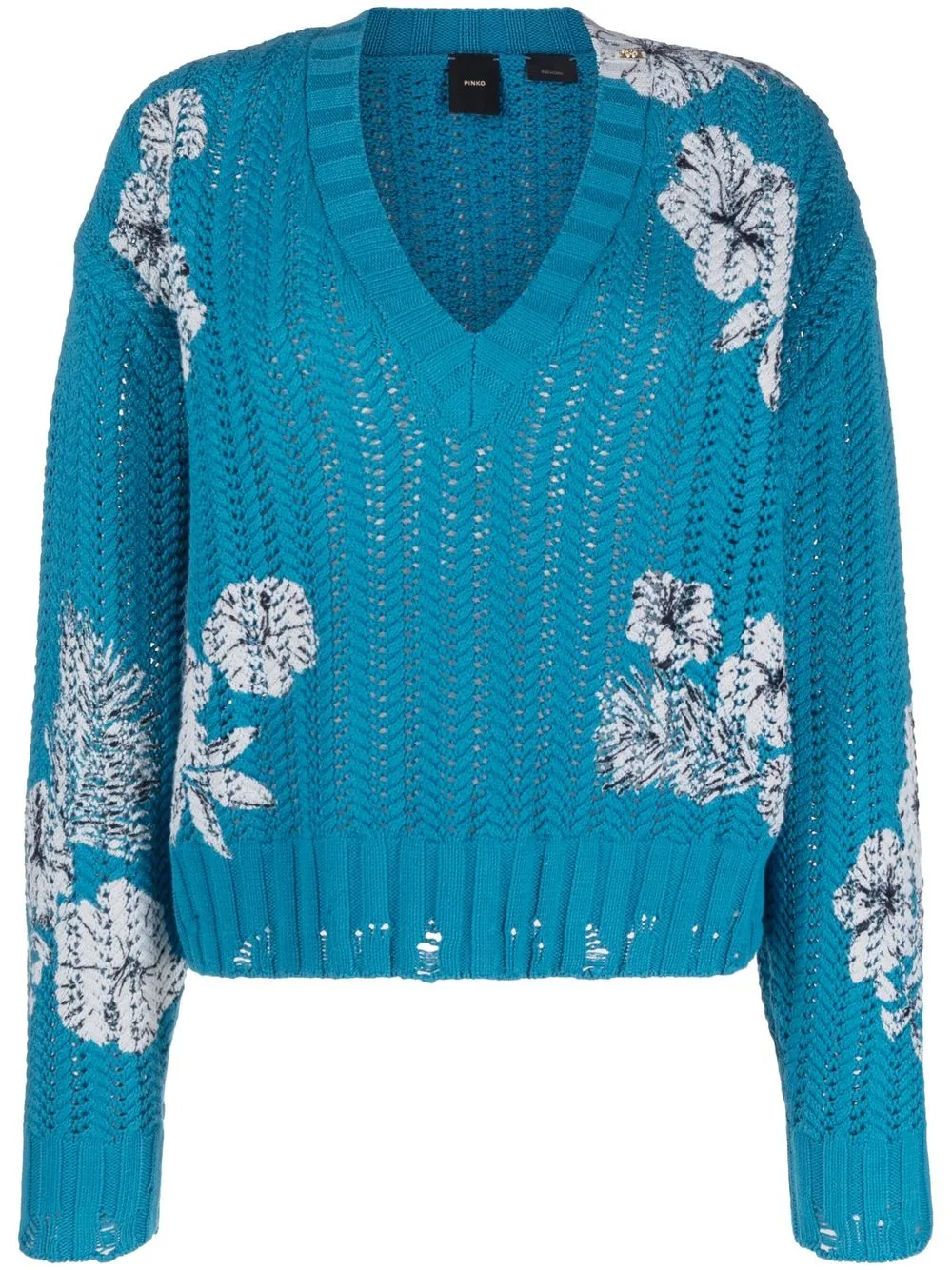 

PINKO floral-print knitted jumper - Blue