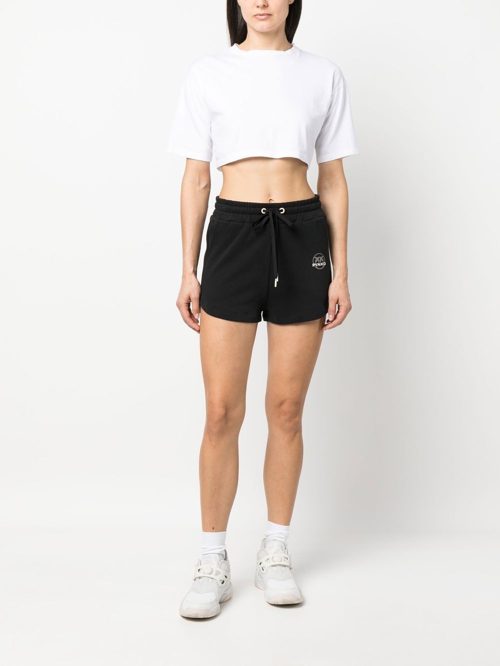 PINKO Shorts met logoprint - Zwart