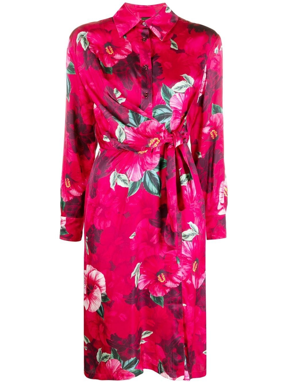 pinko robe-chemise à imprimée hibiscus - rose