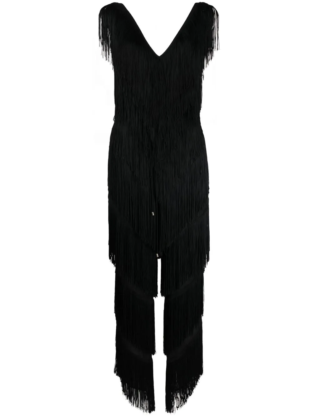 

PINKO fringed V-neck dress - Black