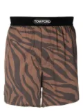 TOM FORD zebra-print silk boxer short - Brown