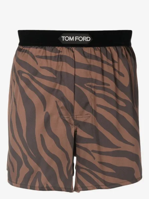 TOM FORD bóxer de seda con estampado de cebra