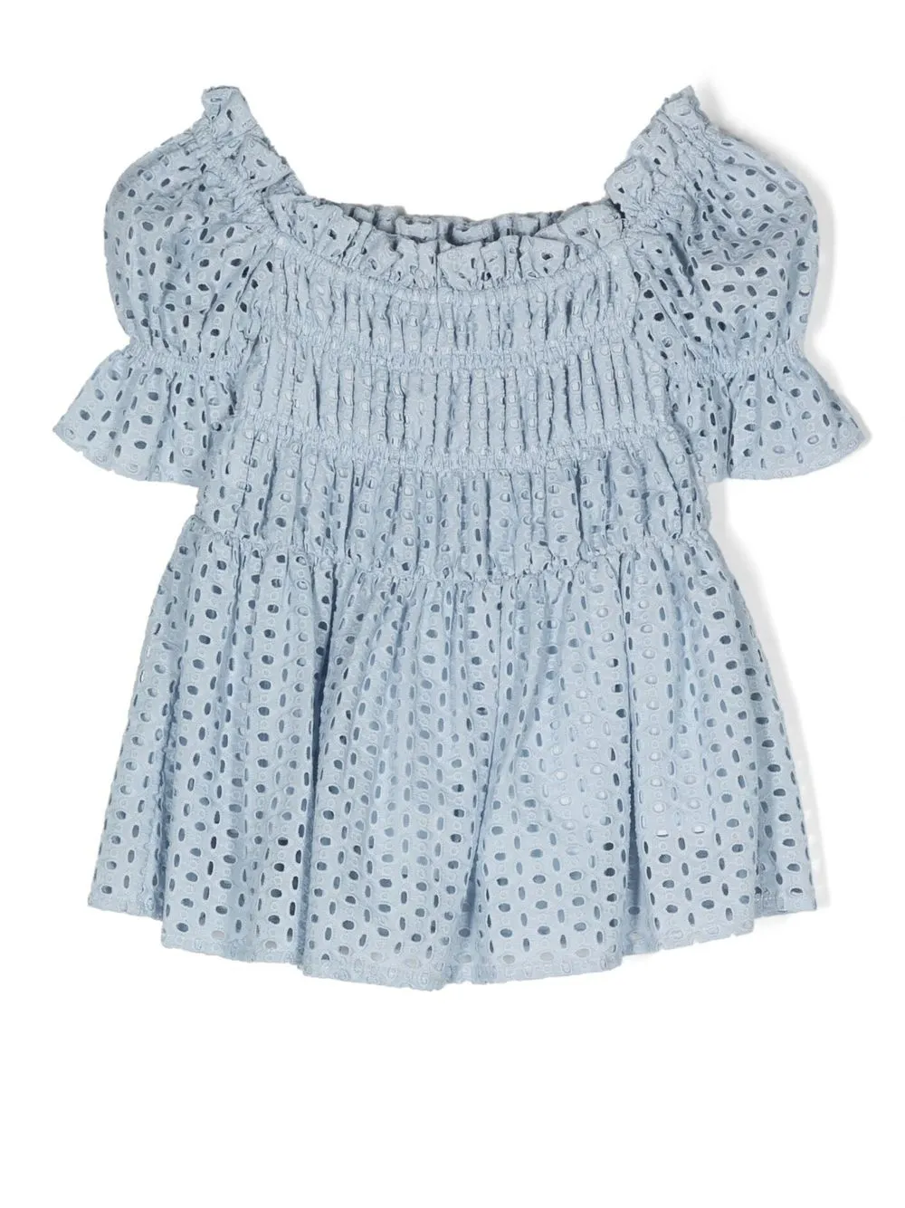 

Lapin House puff-sleeved broderie anglaise dress - Blue