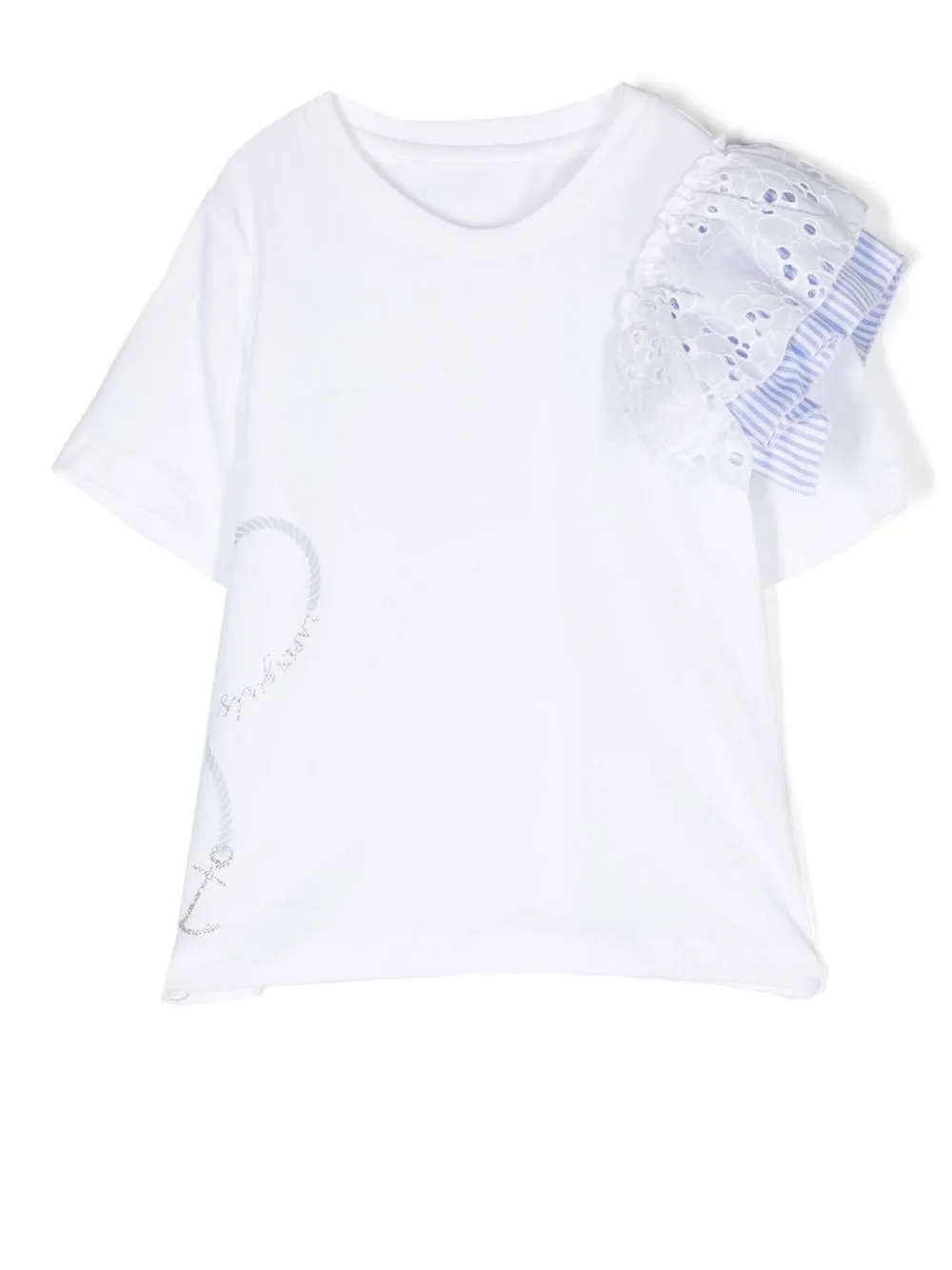 

Lapin House embroidered sleeve T-shirt - White
