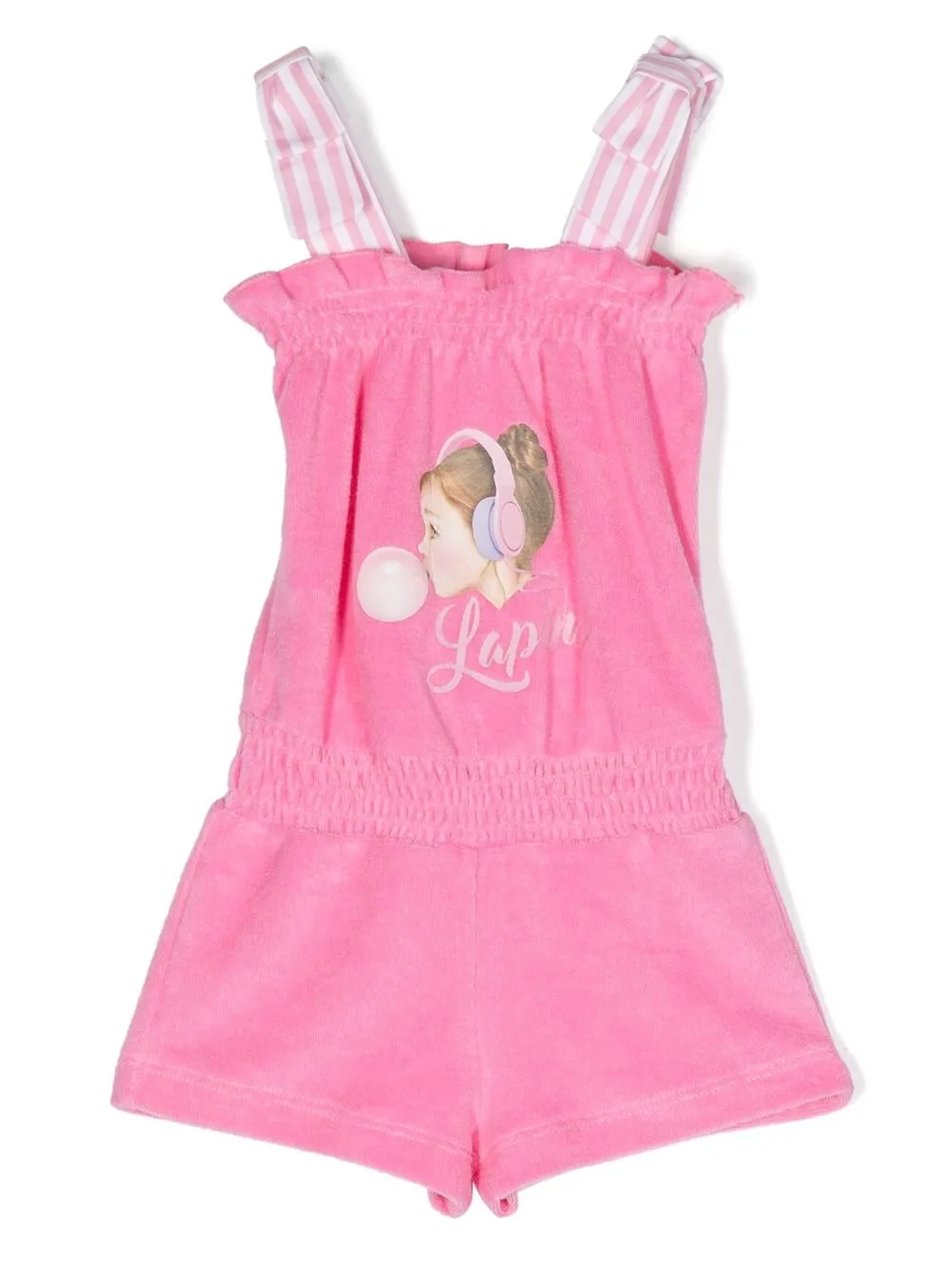 

Lapin House towelling-finish sleeveless romper - Pink