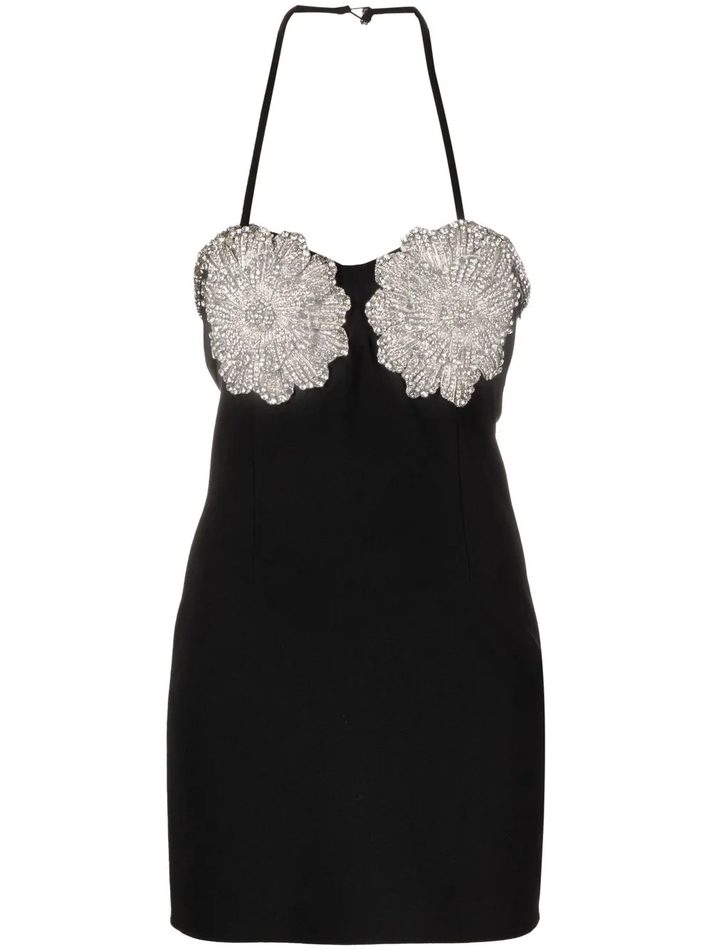 

Loulou crystal floral-appliqué minidress - Black
