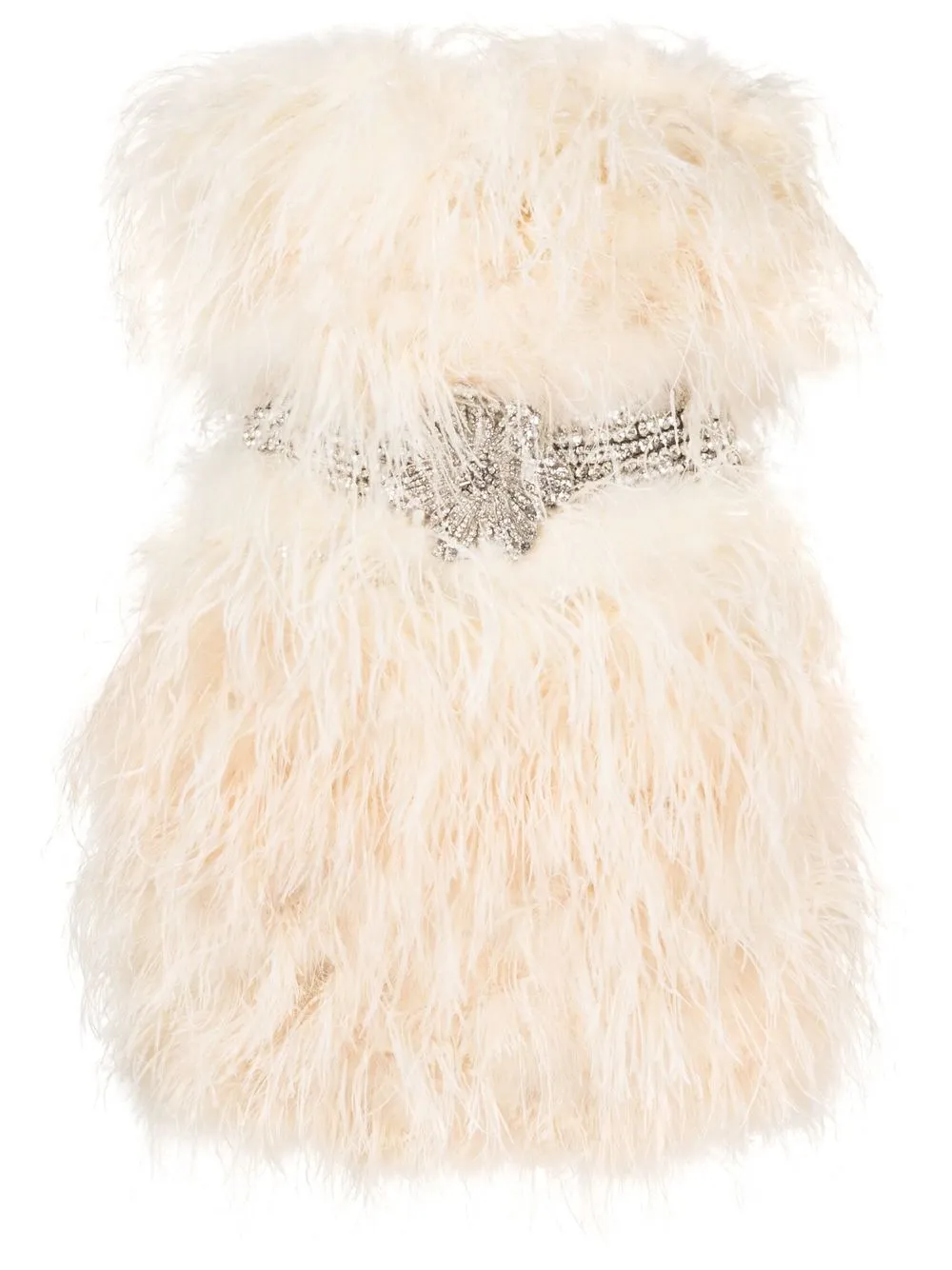 

Loulou crystal-embellished feather minidress - Neutrals