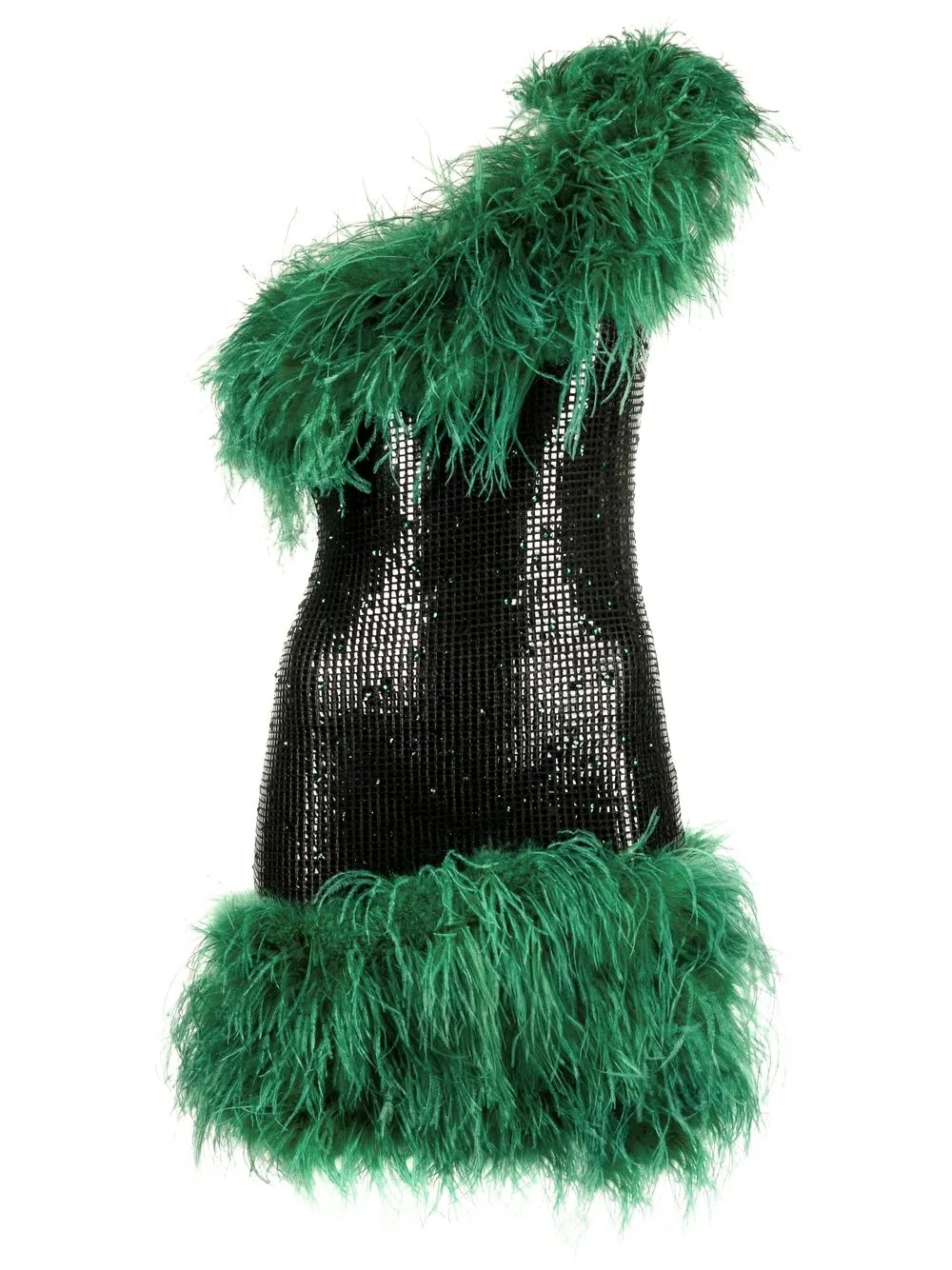 

Loulou feather-trimmed asymmetric minidress - Black
