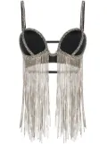 Loulou crystal-embellished triangle top - Black