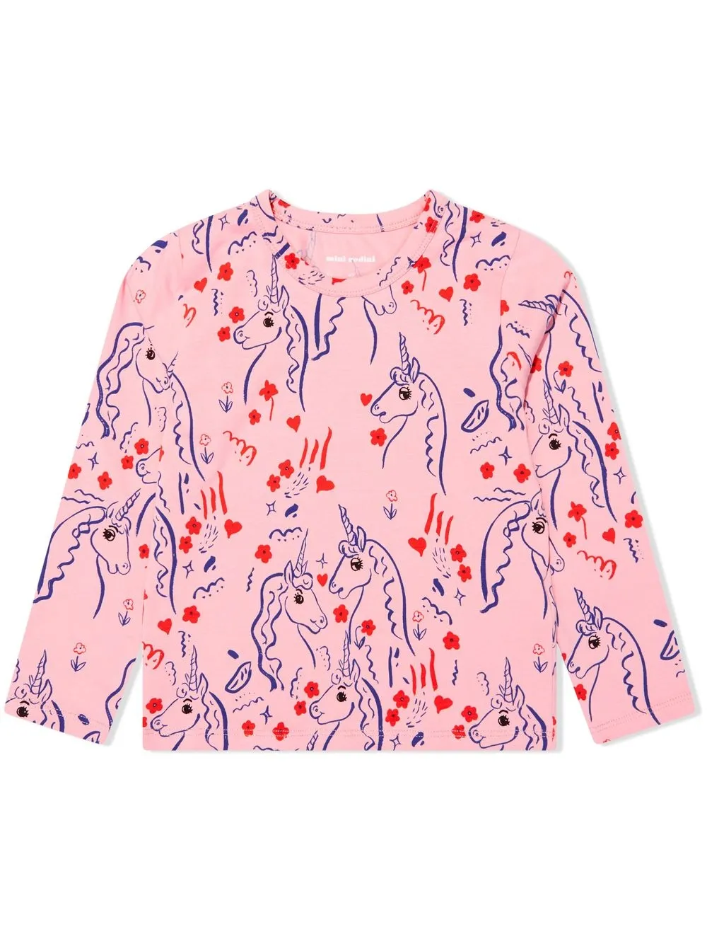 

Mini Rodini unicorn-print long-sleeve top - Pink