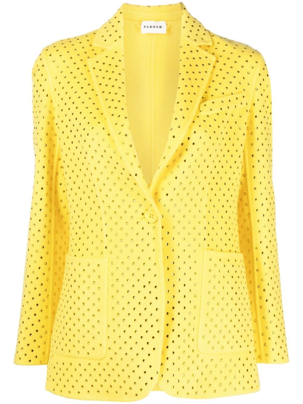 P.a.r.o.s.h Rhinestone-embellished Wool Blazer In Yellow