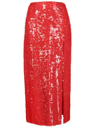 Zara red 2024 sequin midi skirt