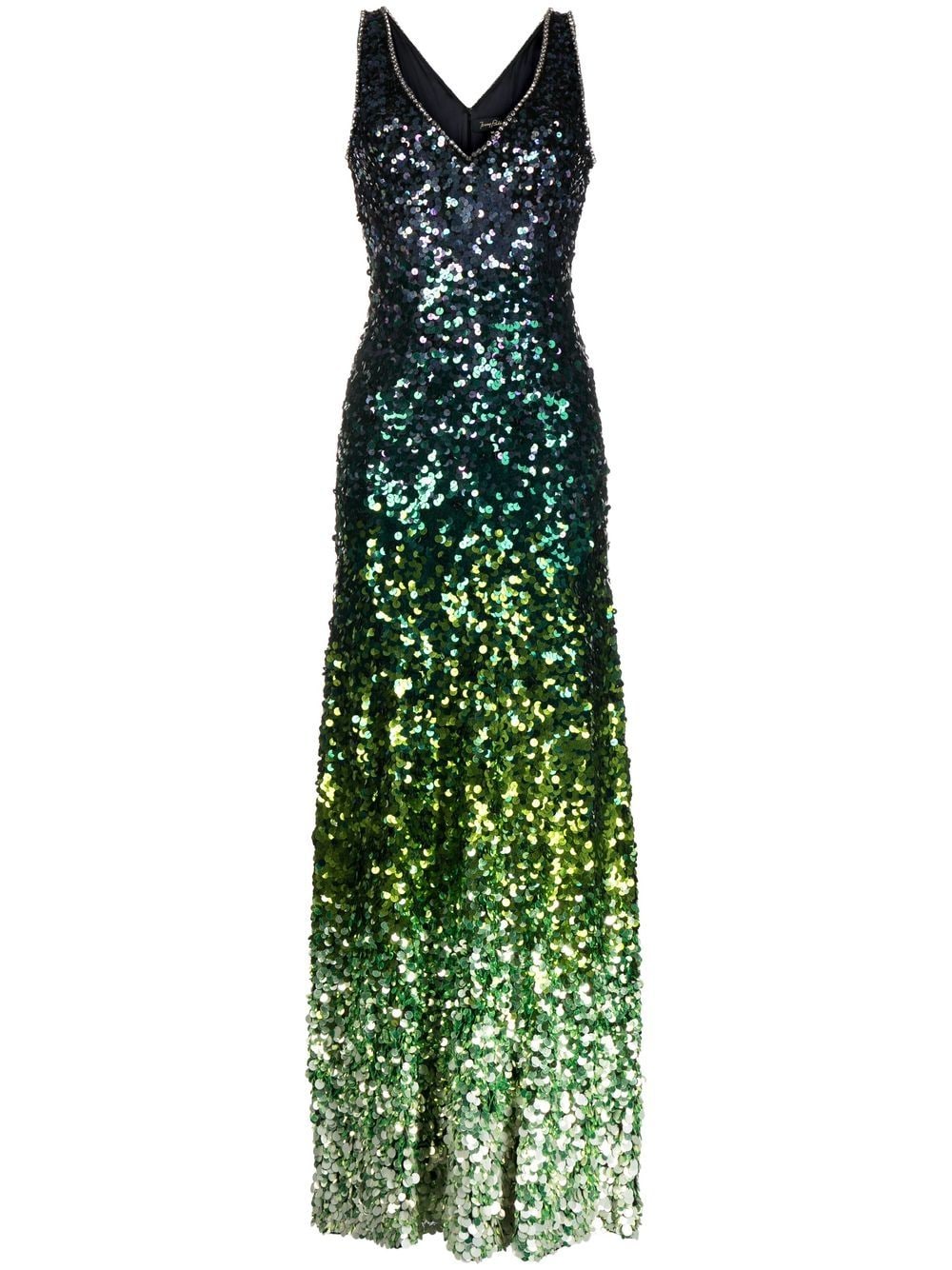 jenny packham bizet ombré sequin maxi dress - purple