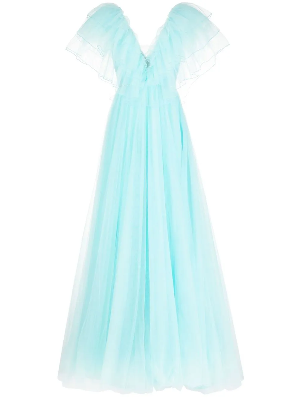 Jenny Packham Ibis ruffled-detail V-neck gown