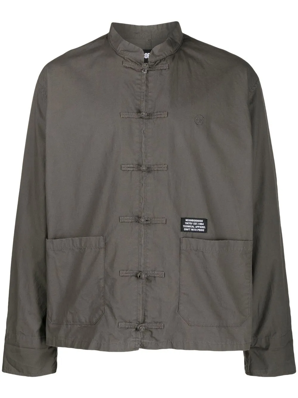 

Neighborhood logo-patch detail shirt jacket - Grey