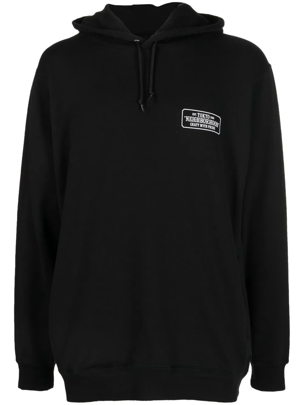 Neighborhood Chest Logo-patch Detail Hoodie In Black