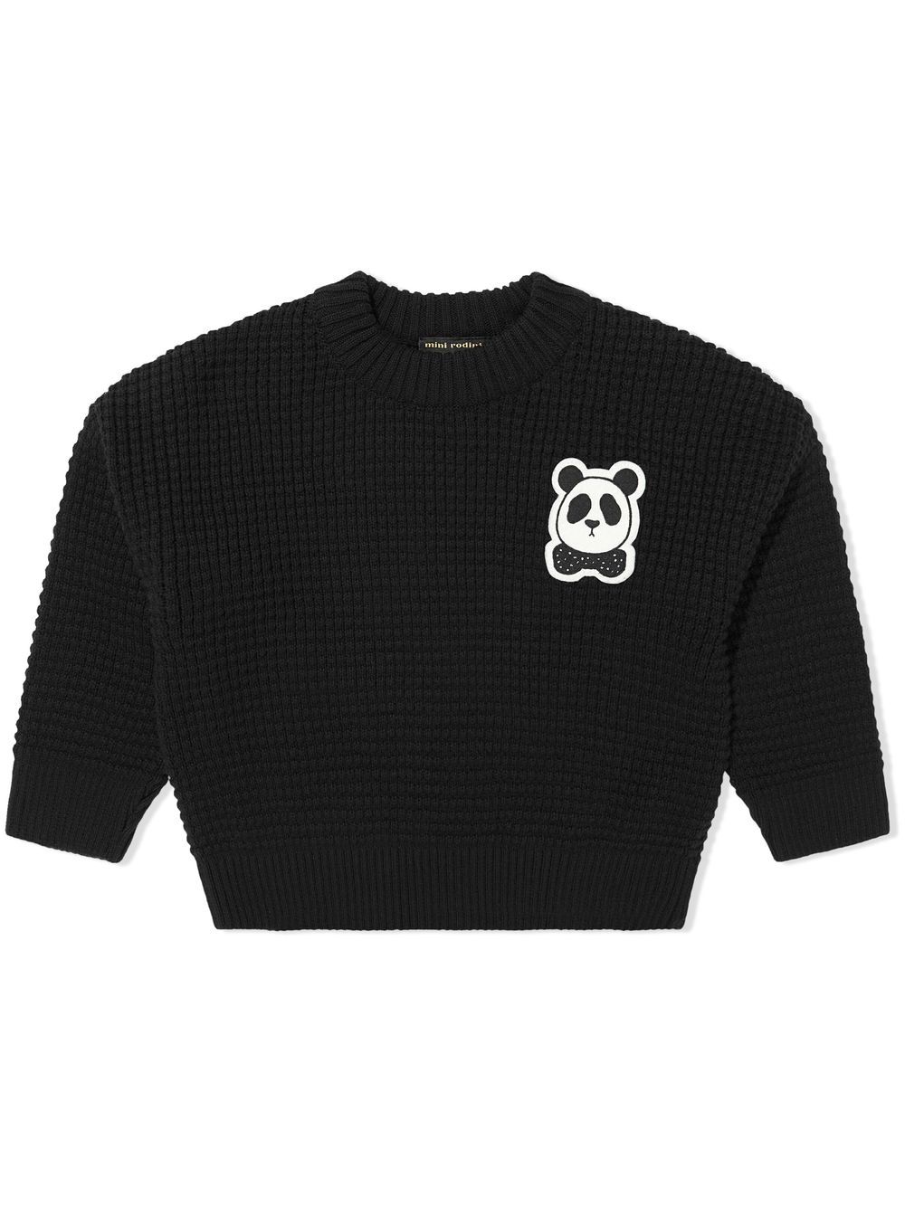 

Mini Rodini panda-embroidery cotton jumper - Black