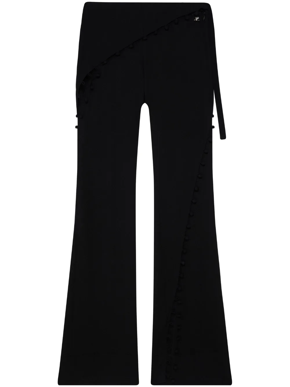 Courrèges Cut-out Flared Silk Trousers In Black