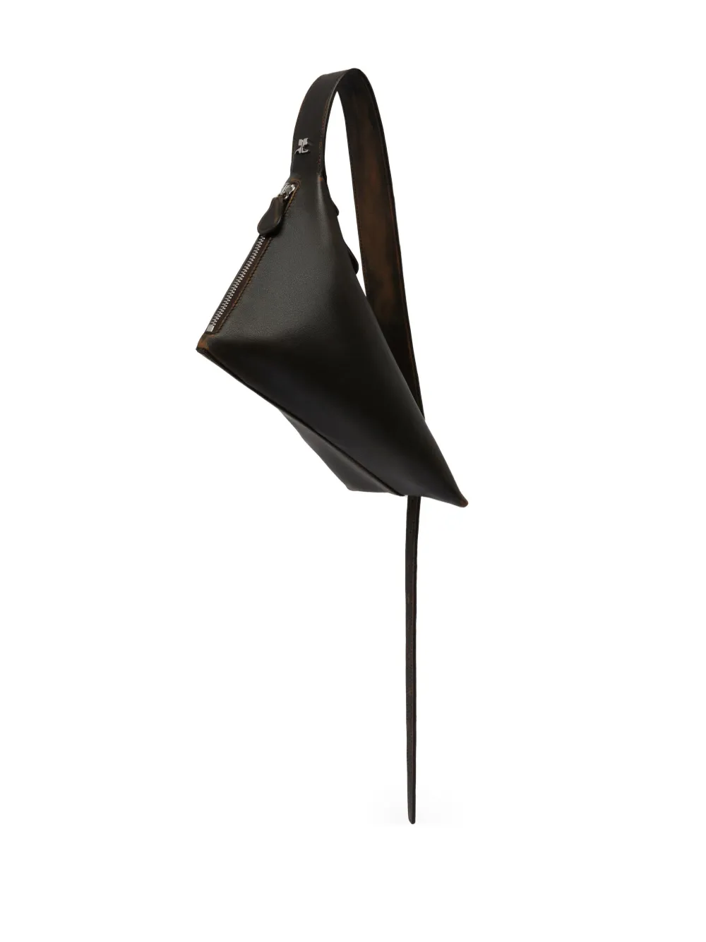 Courrèges Baby Shark Leather Shoulder Bag In Black
