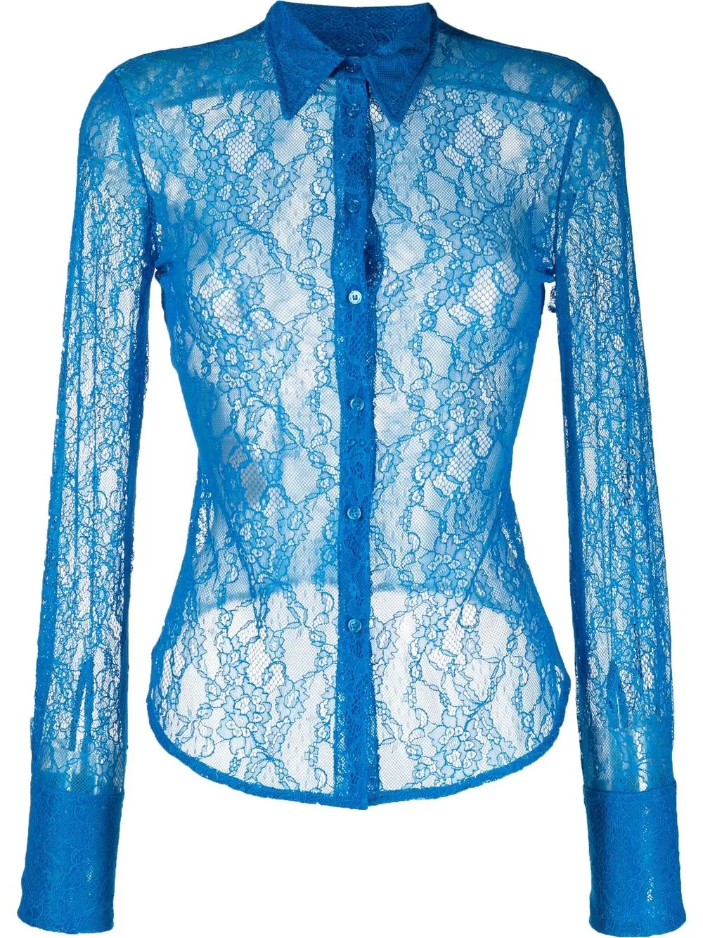 

PINKO long-sleeve sheer lace shirt - Blue