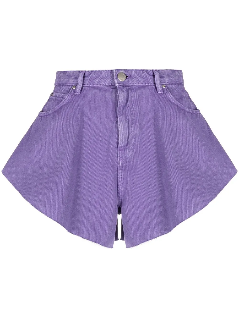 

PINKO high-waisted asymmetric denim shorts - Purple