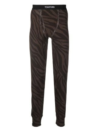 Tom Ford Straight-leg Tiger Print Pants In Brown