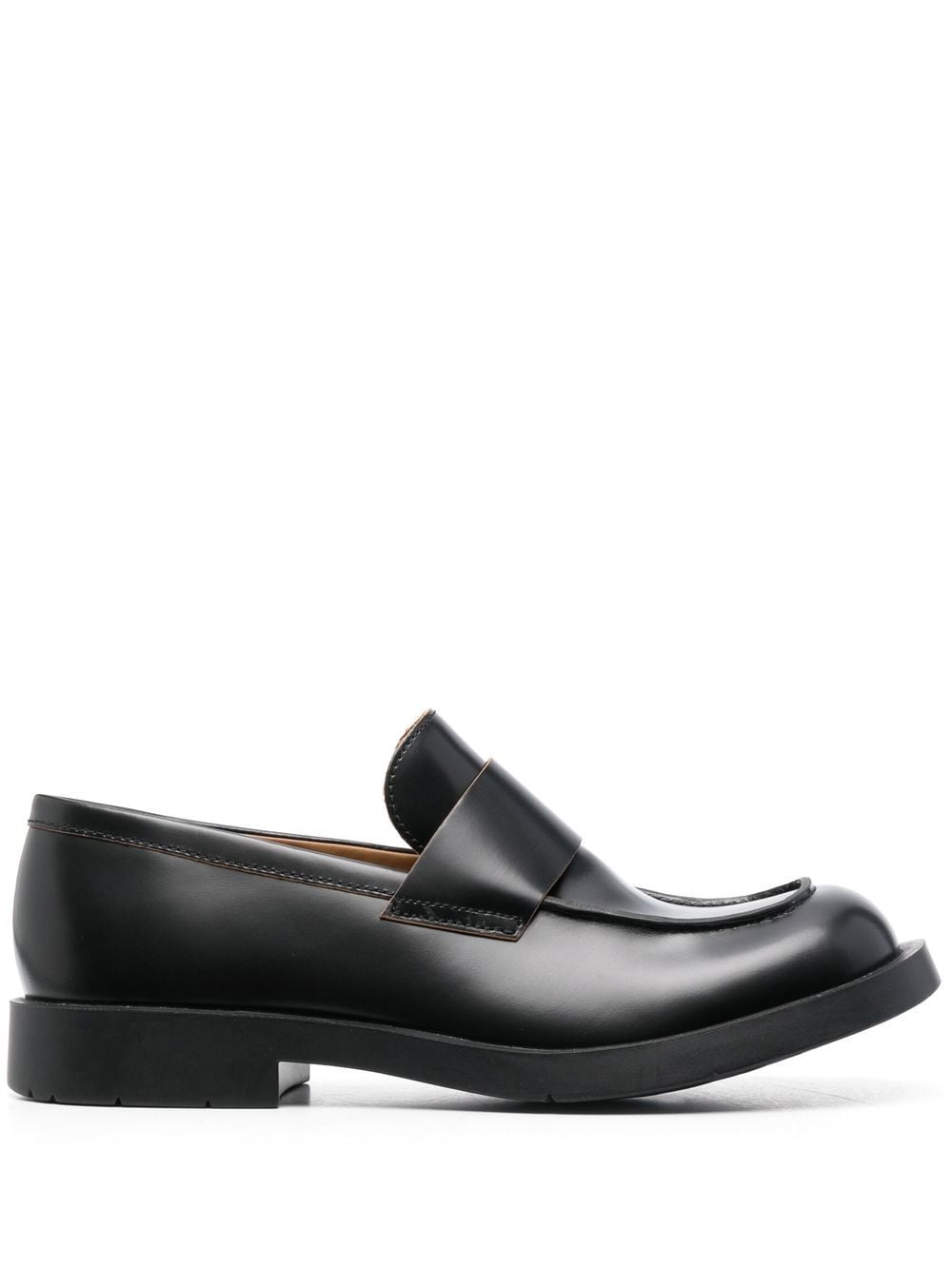 square-toe leather loafers