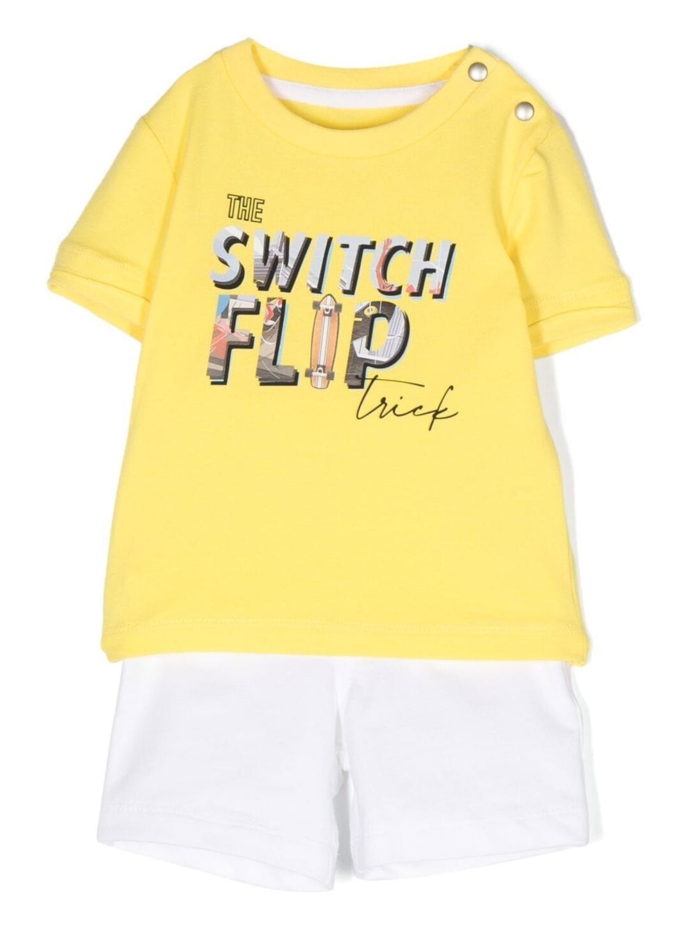 Lapin House Babies' Switch Flip Cotton Short Set In Yellow