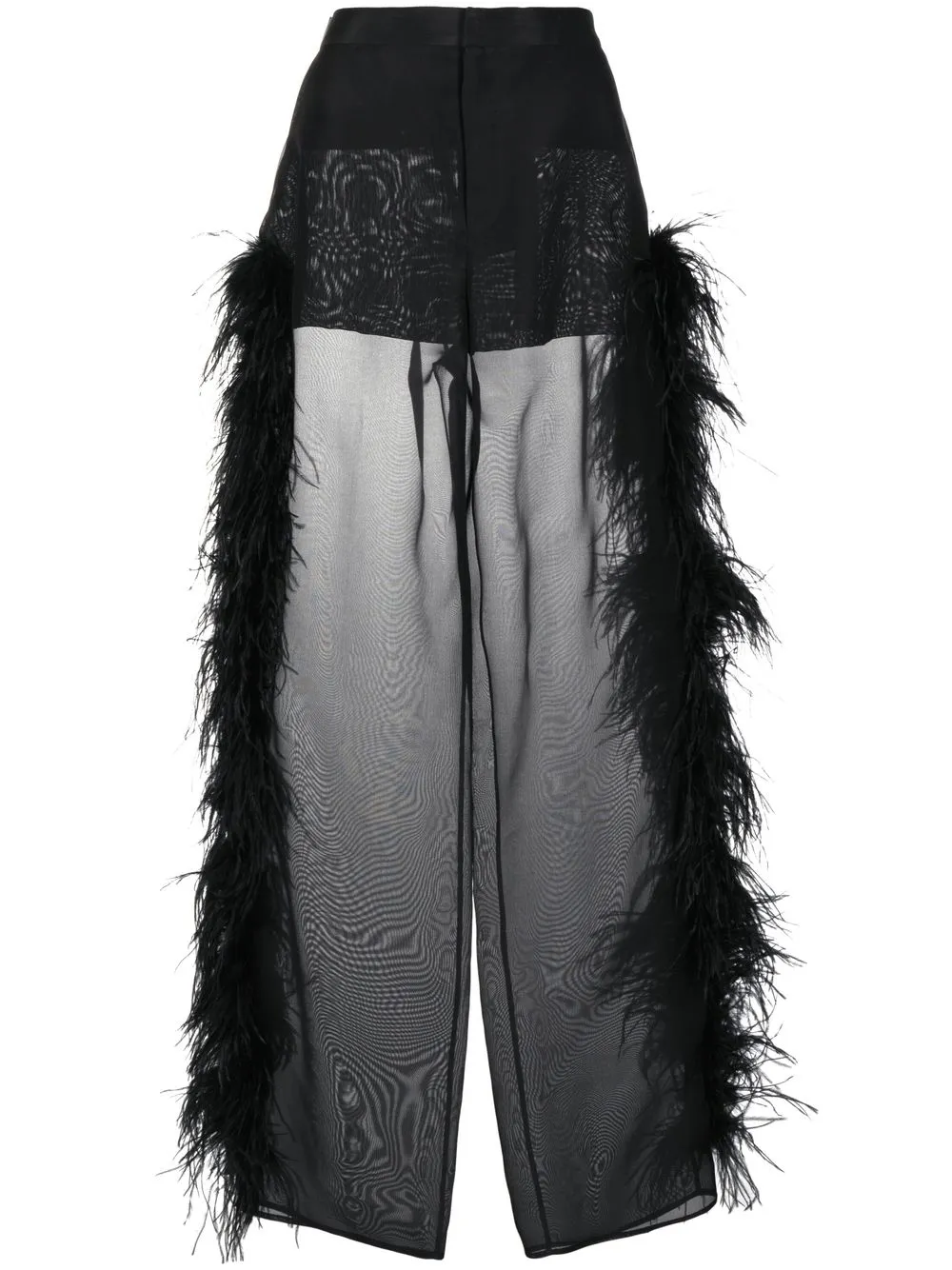 

LAPOINTE feather-detail sheer trousers - Black