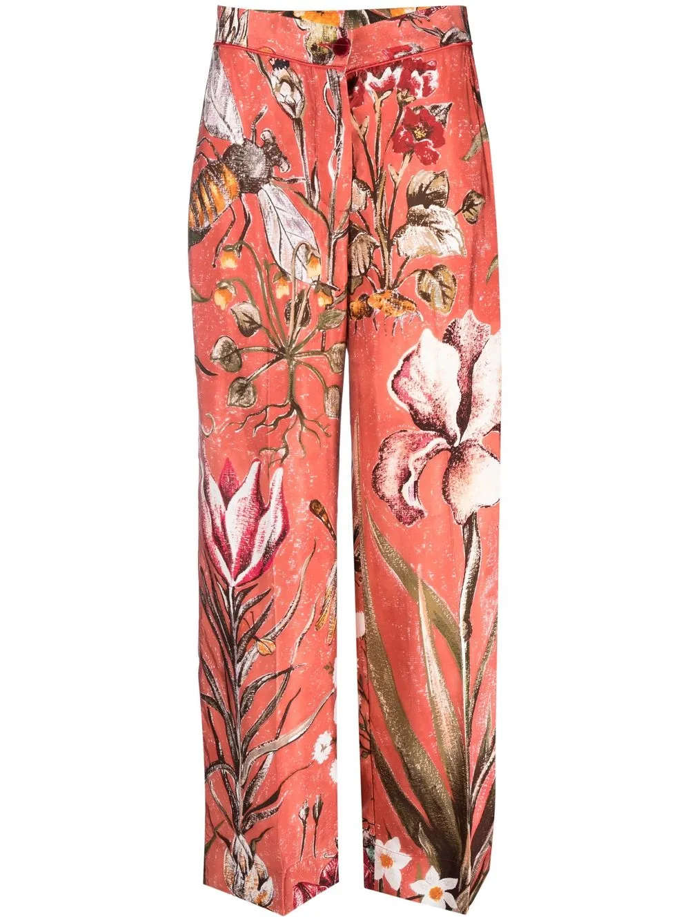

F.R.S For Restless Sleepers floral-print high-waist trousers - Orange