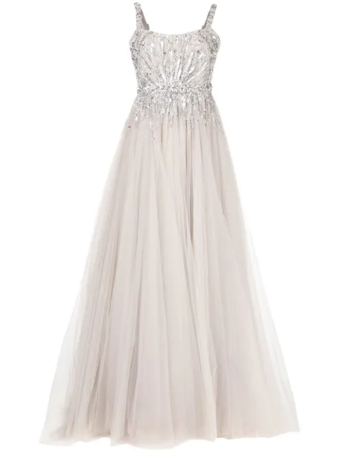 Jenny Packham embellished square-neck gown