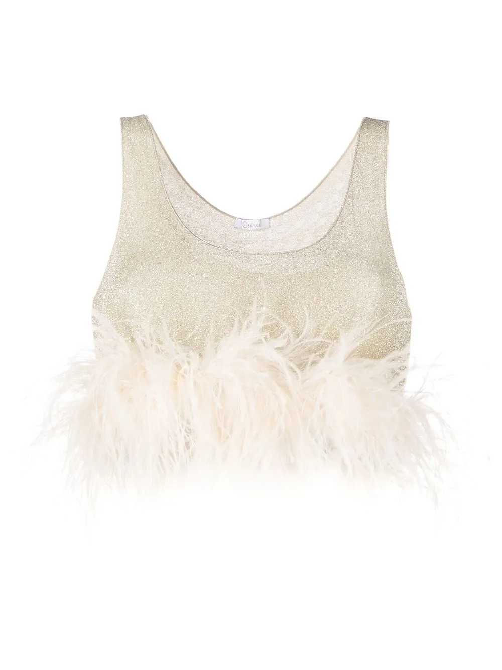 

Oséree metallic feather-detail crop top - Gold