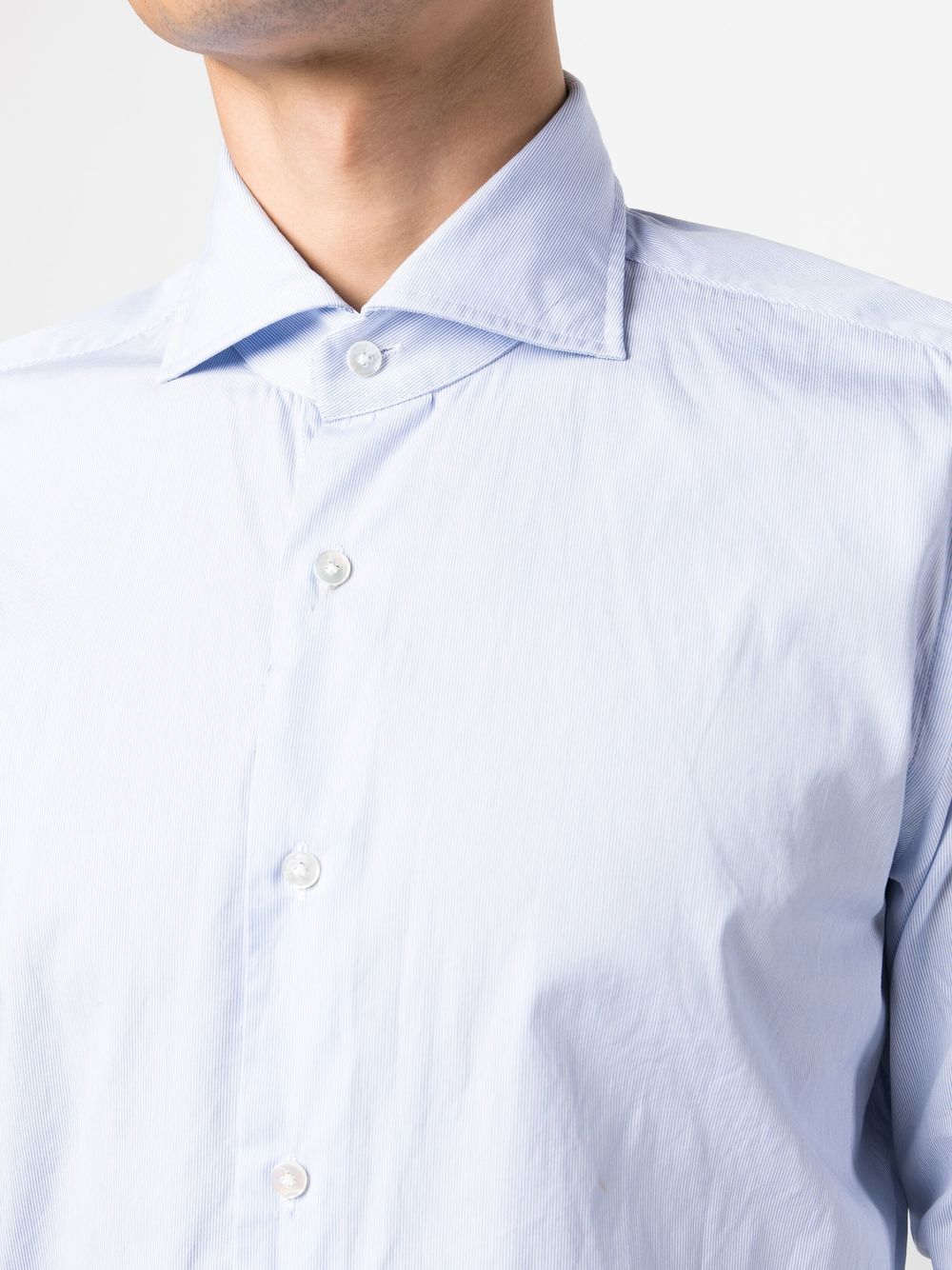 Shop Dell'oglio Pinstripe Long-sleeved Shirt In Blue