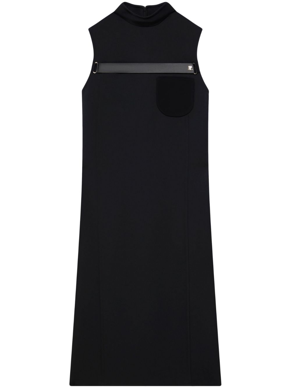 Courrèges Straped Tailored Twill Dress In Black