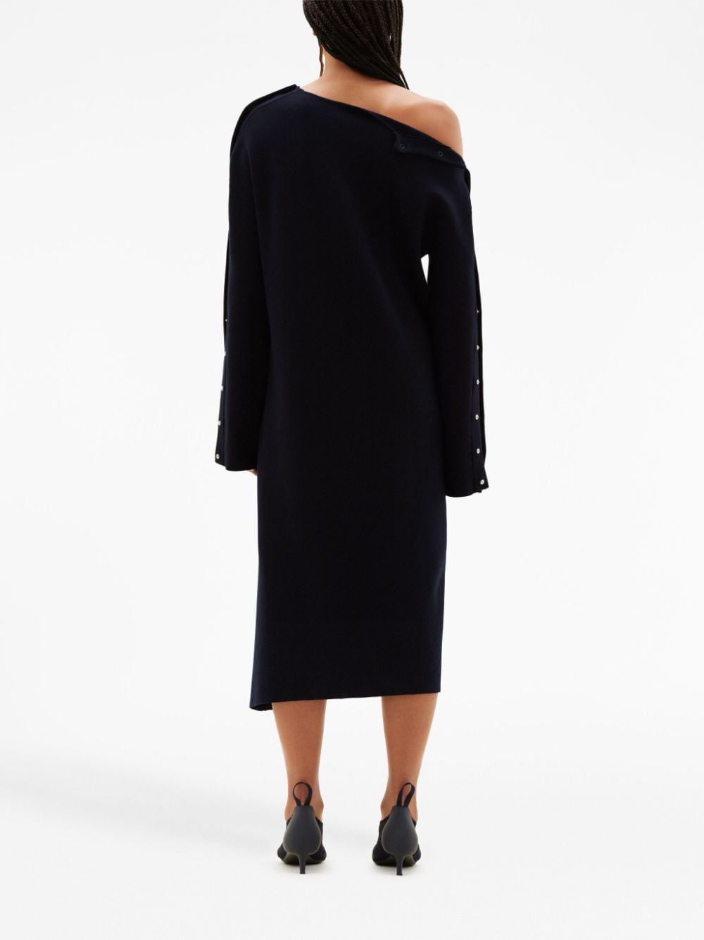 Shop Courrèges Long-sleeve Knitted Midi Dress In Black