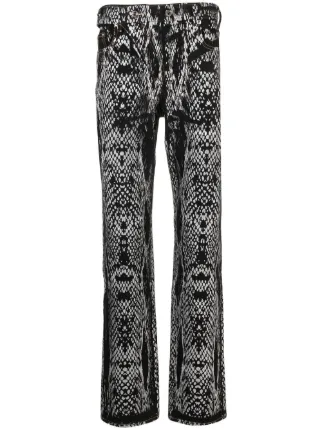 Grey front zip outlet snake print trouser