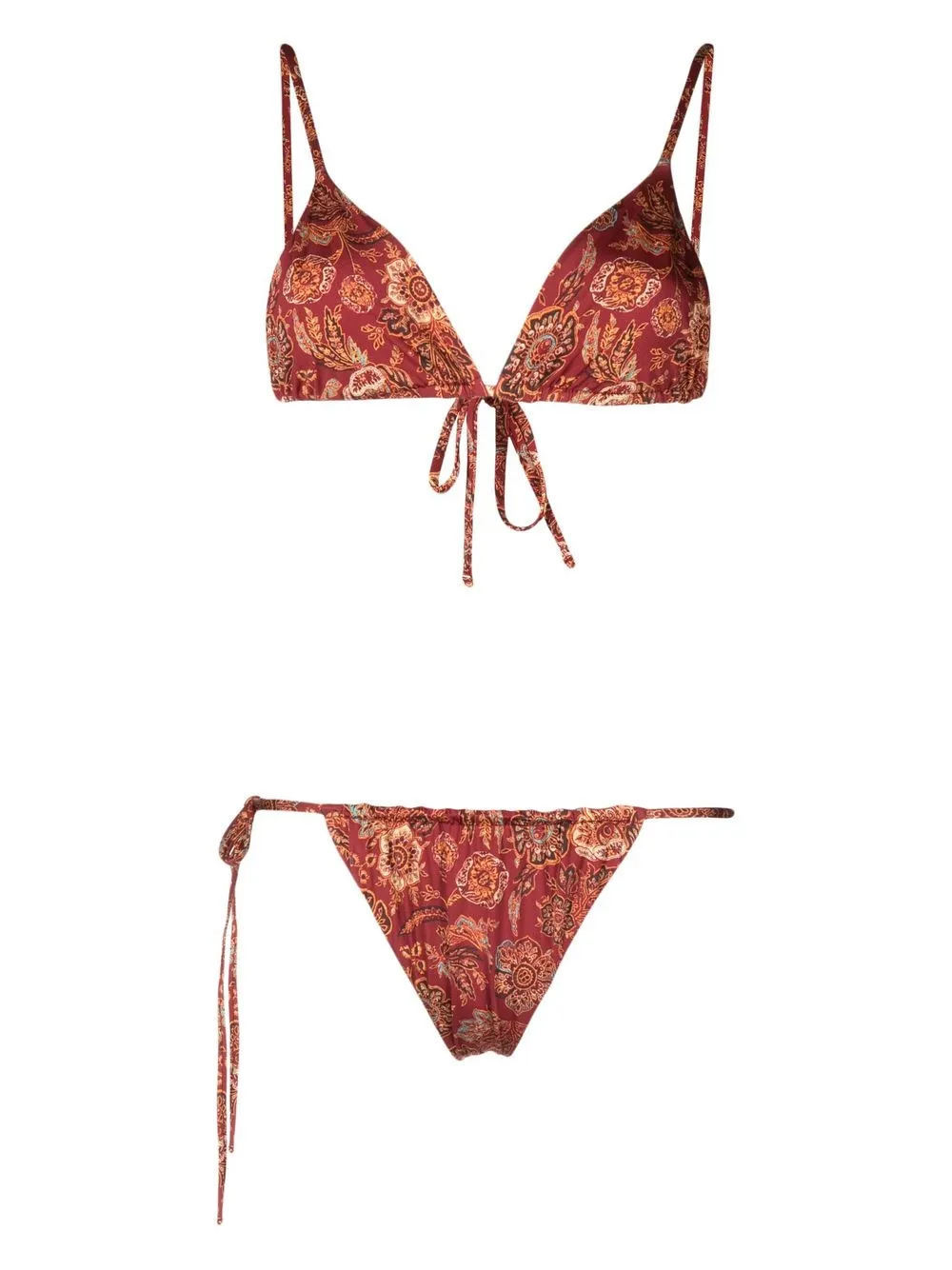 

SIR. Idalia floral-print bikini top - Red