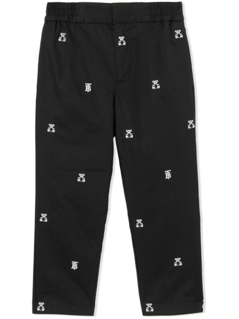 Burberry Kids Thomas Bear embroidered straight-leg trousers