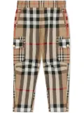 Burberry Kids Mixed Vintage Check cargo trousers - Neutrals