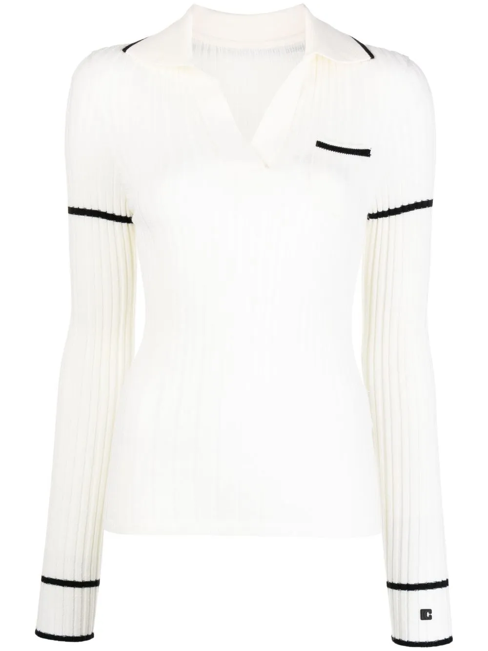 

Low Classic V-neck knitted polo top - White