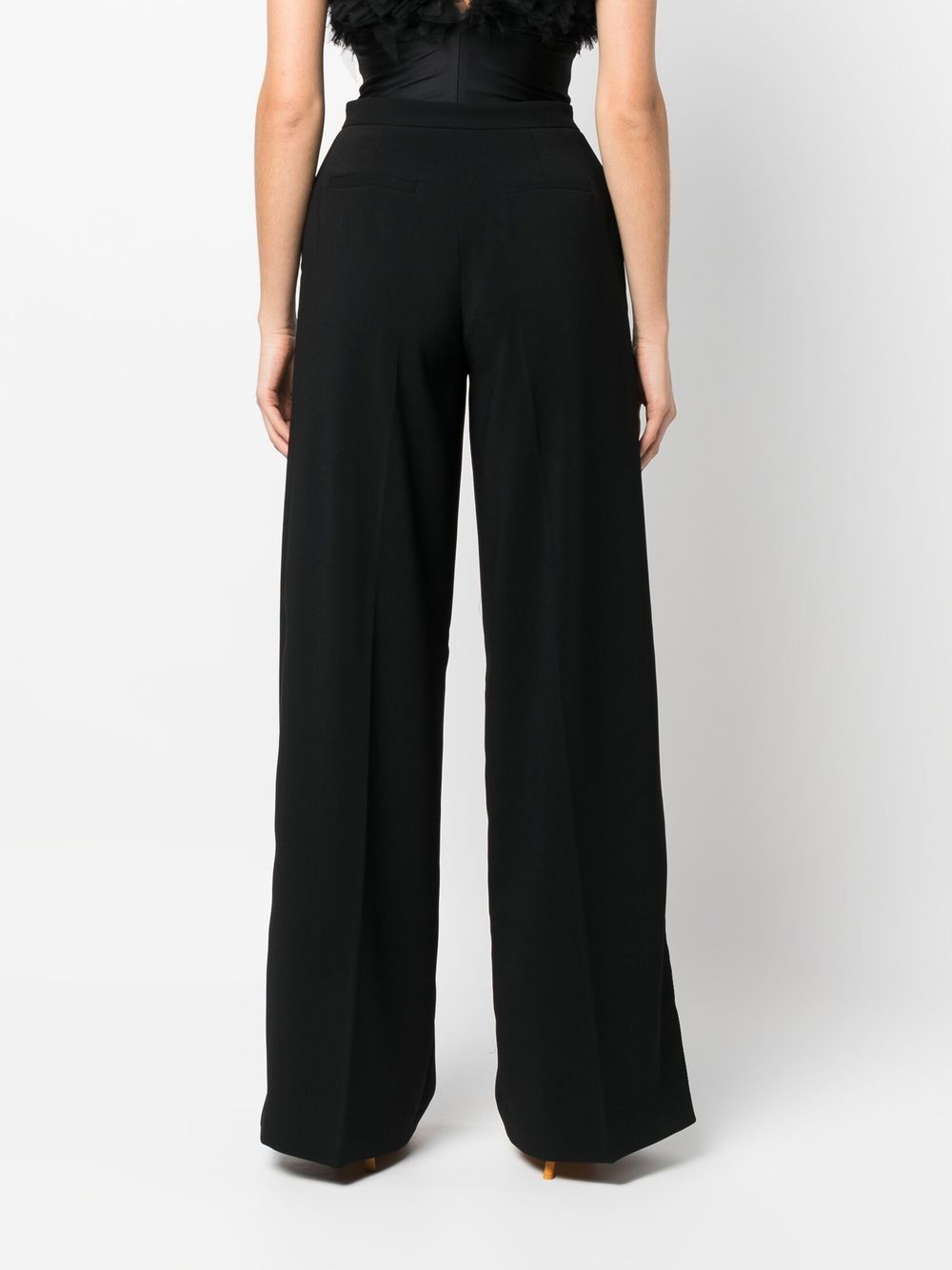 Shop Pinko High-waisted Wide-leg Trousers In 黑色