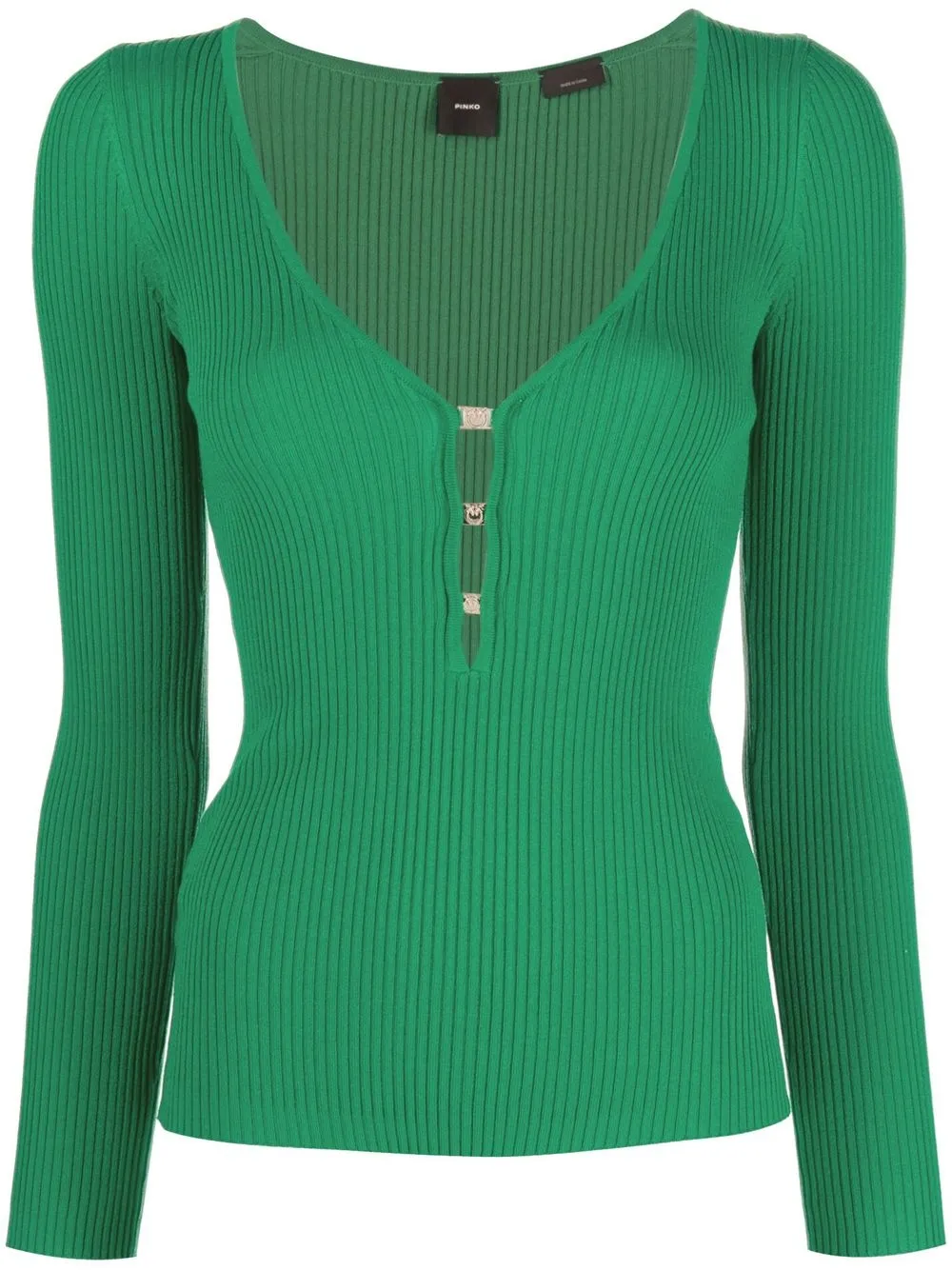 

PINKO V-neck ribbed-knit top - Green