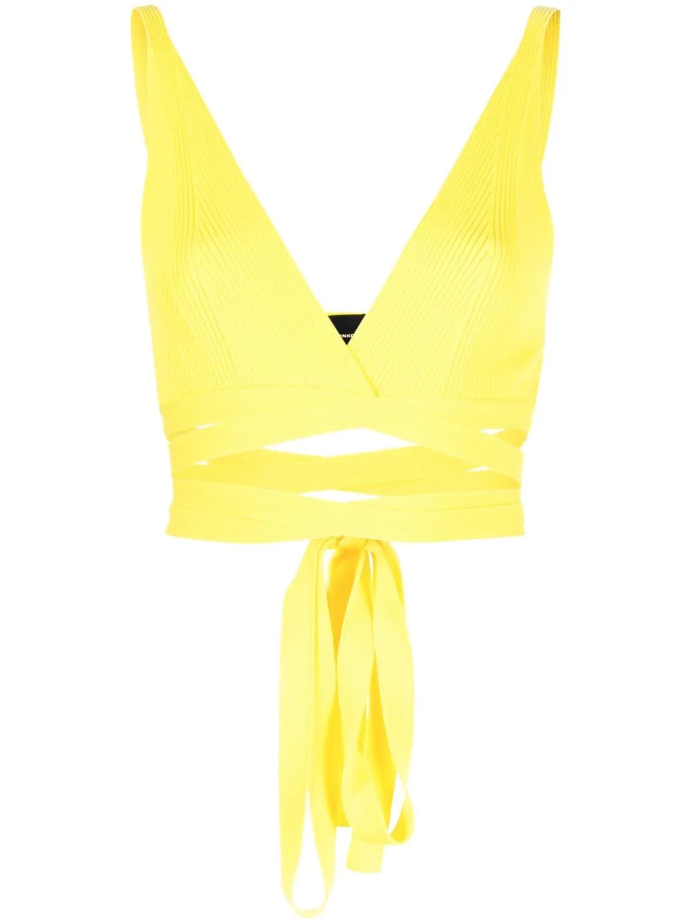 

PINKO ribbed-knit wrap-around tank top - Yellow